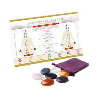 Chakra Stone Kit - Flat Gemstones + Large Chakra Chart