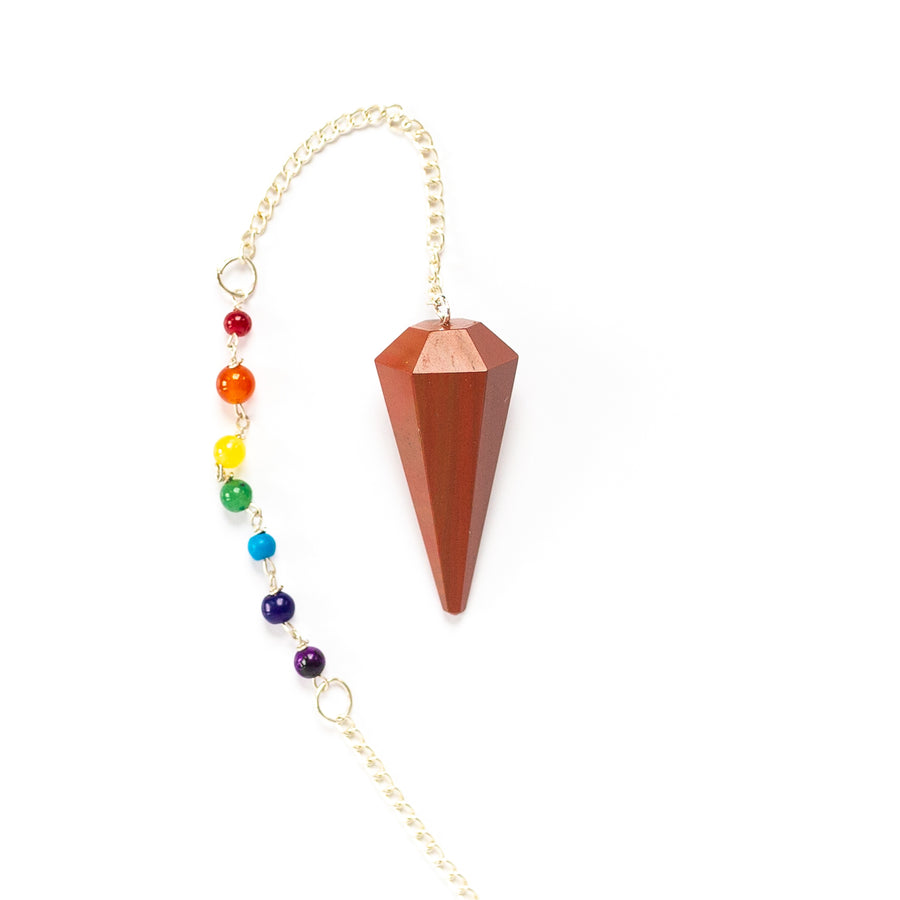 Pendulum - Faceted with 7 Chakra Beads, Orange
